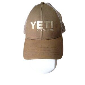 Yeti Coolers Snap Back Adjustable Mesh Baseball Truckers Cap Green/Beige